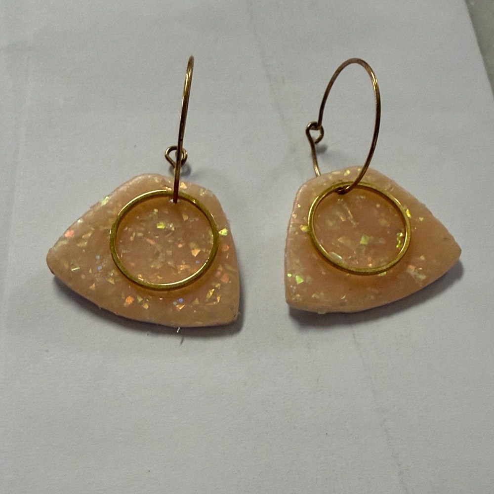 Chic Gold and Cream Triangle Earrings